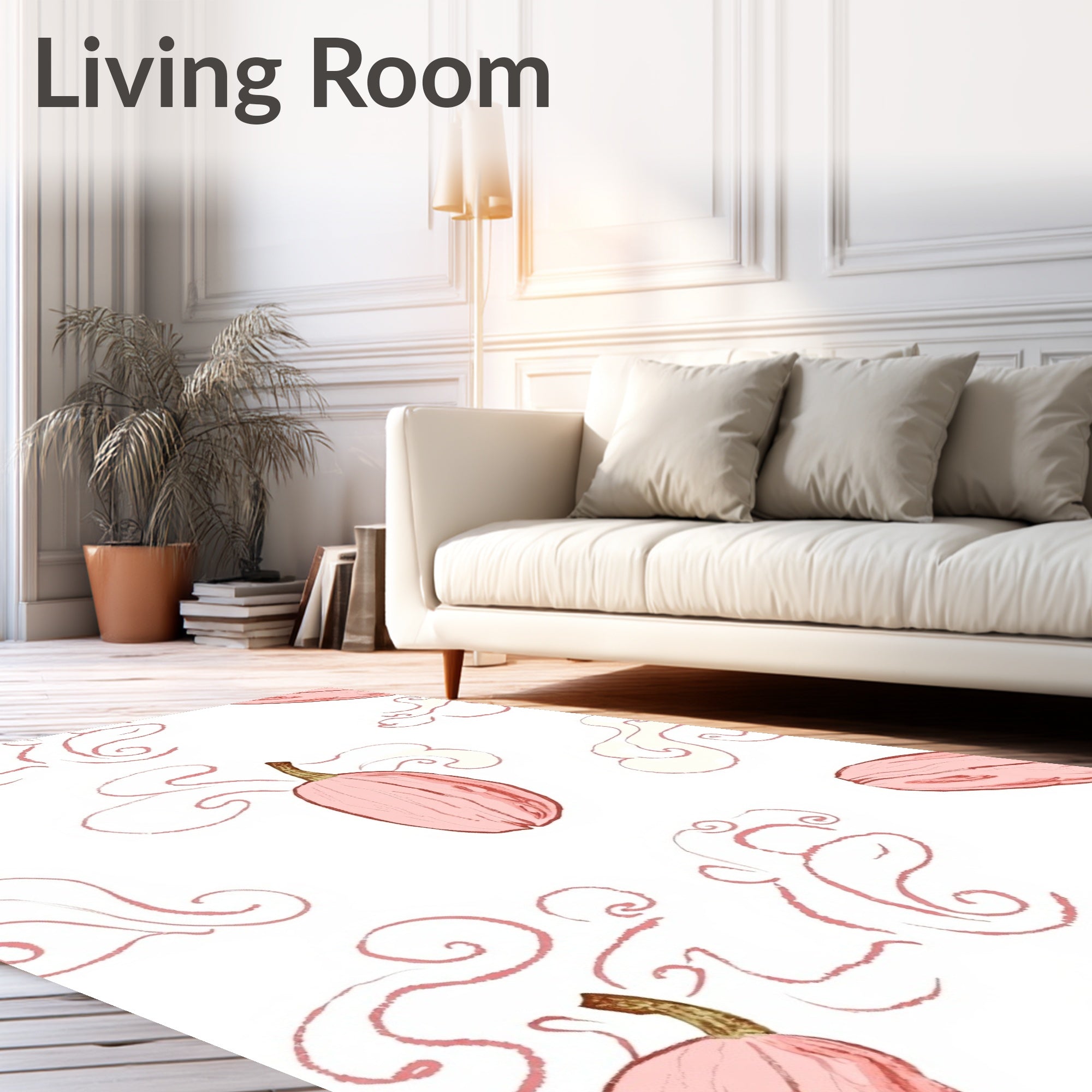 Pink Pumpkin Swirl Pattern Rug