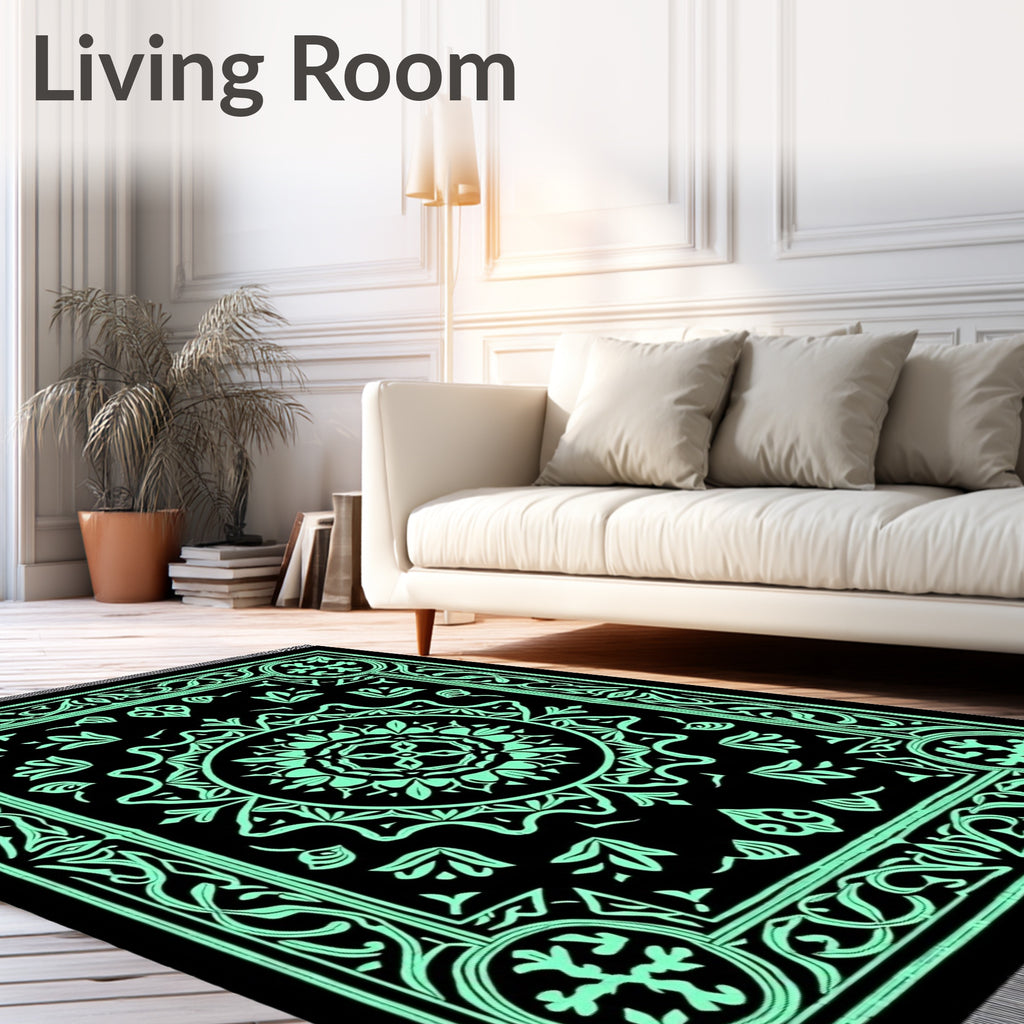 Mint Green Classic Mandala Floral Rug