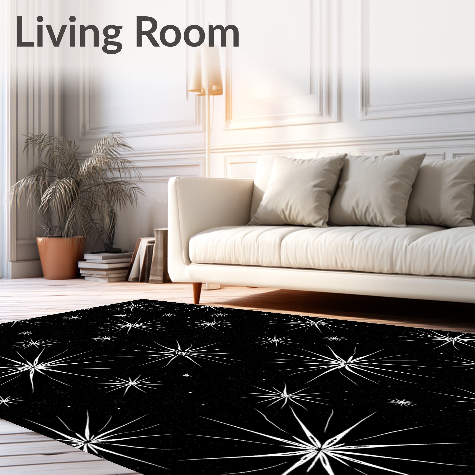 Black Starburst Delightful Pattern Rug