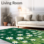 White Daisy Field Pattern Rug