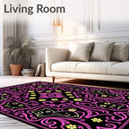 Whimsical Cat Floral Symmetry Rug