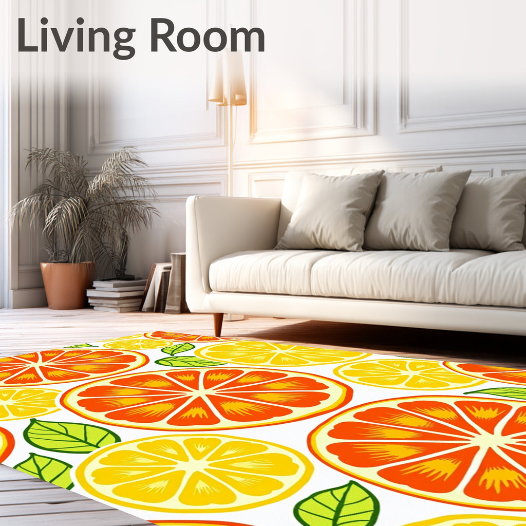 Citrus Slice Bright Fruit Pattern Rug