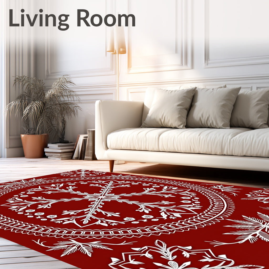 Ornate Floral Starburst Mandala Design Rug