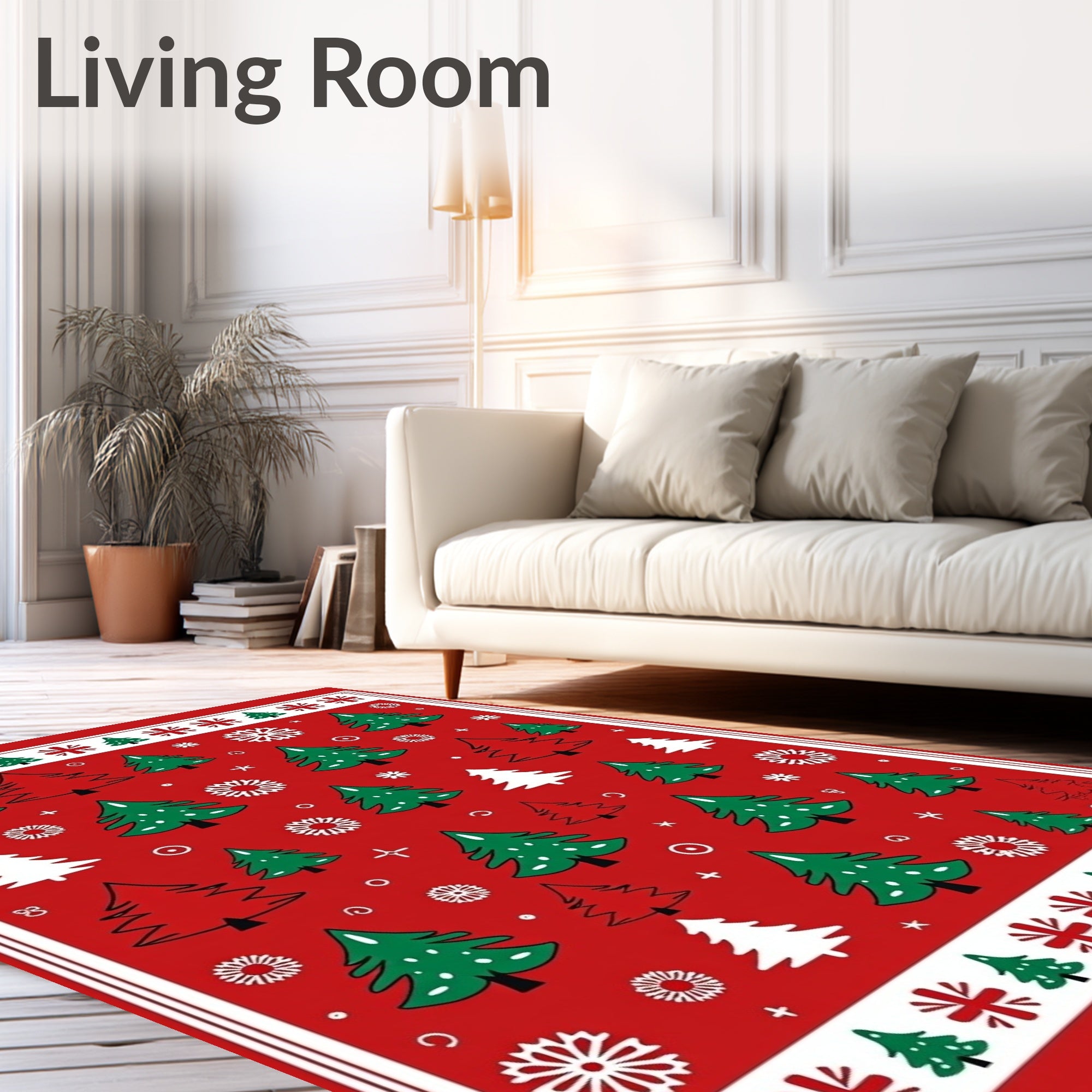 Festive Evergreen Tree Pattern Rug