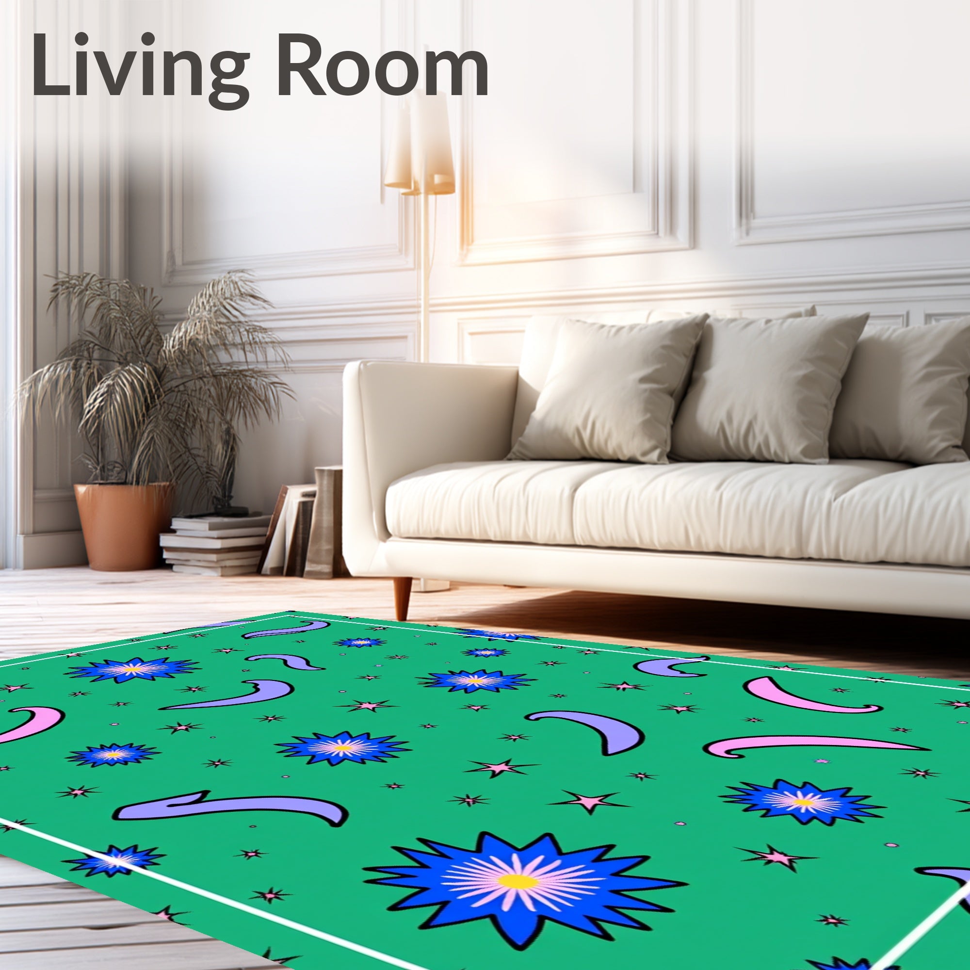 Whimsical Star Swirl Pattern Rug
