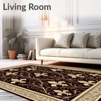 Ornate Fleur De Lis Floral Pattern Rug