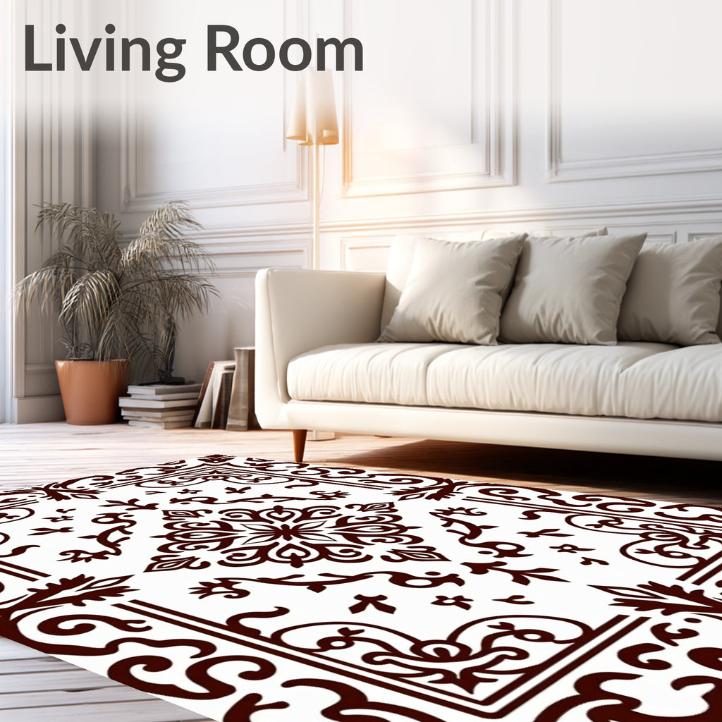 Ornate Dark Paisley Scroll Pattern Rug
