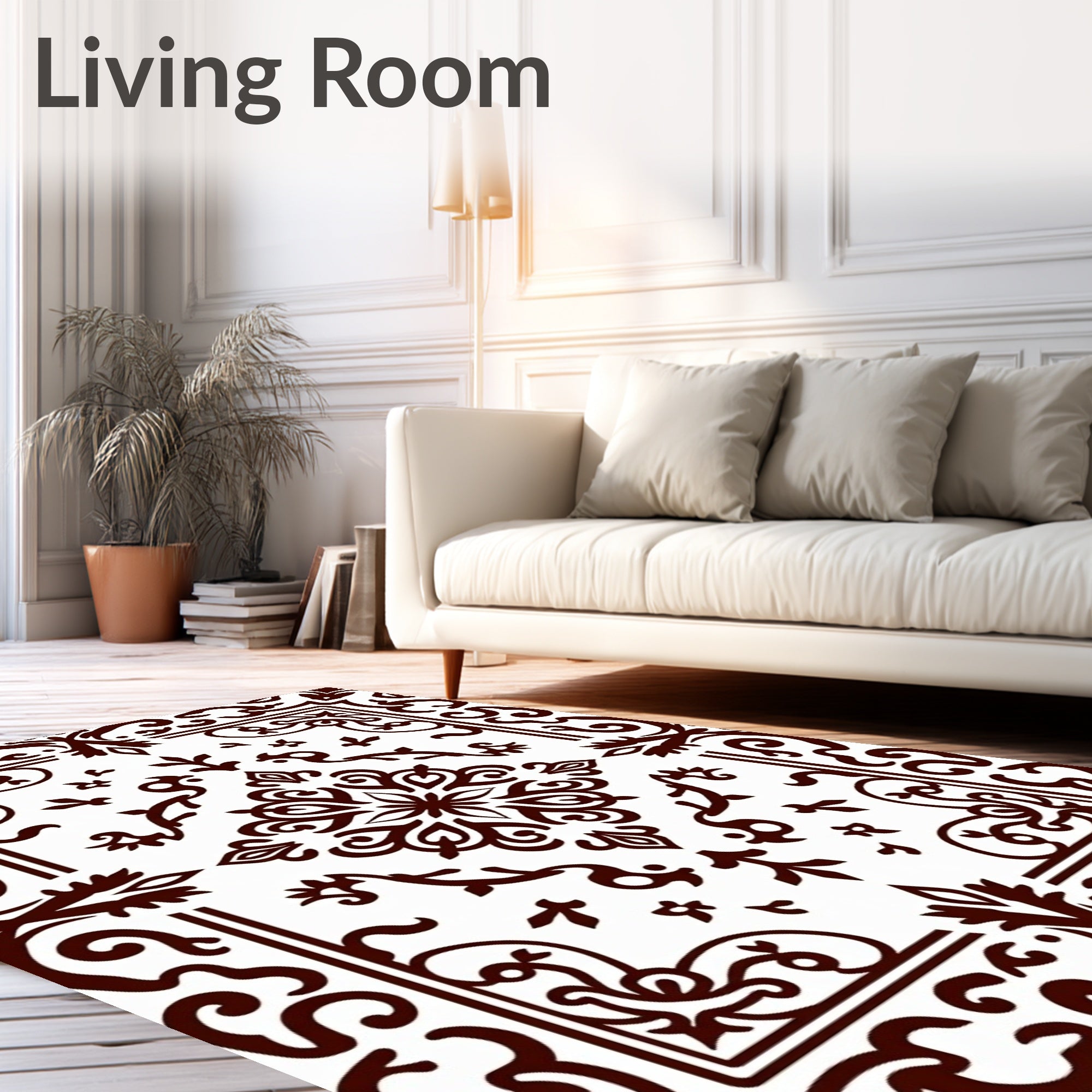 Ornate Dark Paisley Scroll Pattern Rug