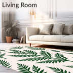 Dark Green Fern Leaf Pattern Rug