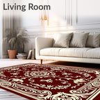 Elegant Cream Floral Scrollwork Ornament Rug