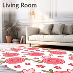 Pink Rosebuds And Petals Pattern Rug