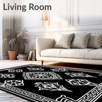 Ornate White Diamond Pattern Rug