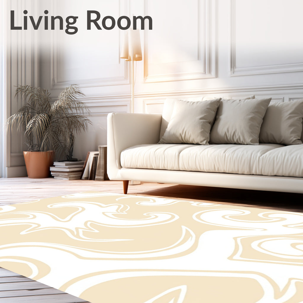 Cream Swirls Abstract Pattern Rug