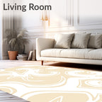 Cream Swirls Abstract Pattern Rug