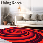 Hypnotic Red Swirl Pattern Rug