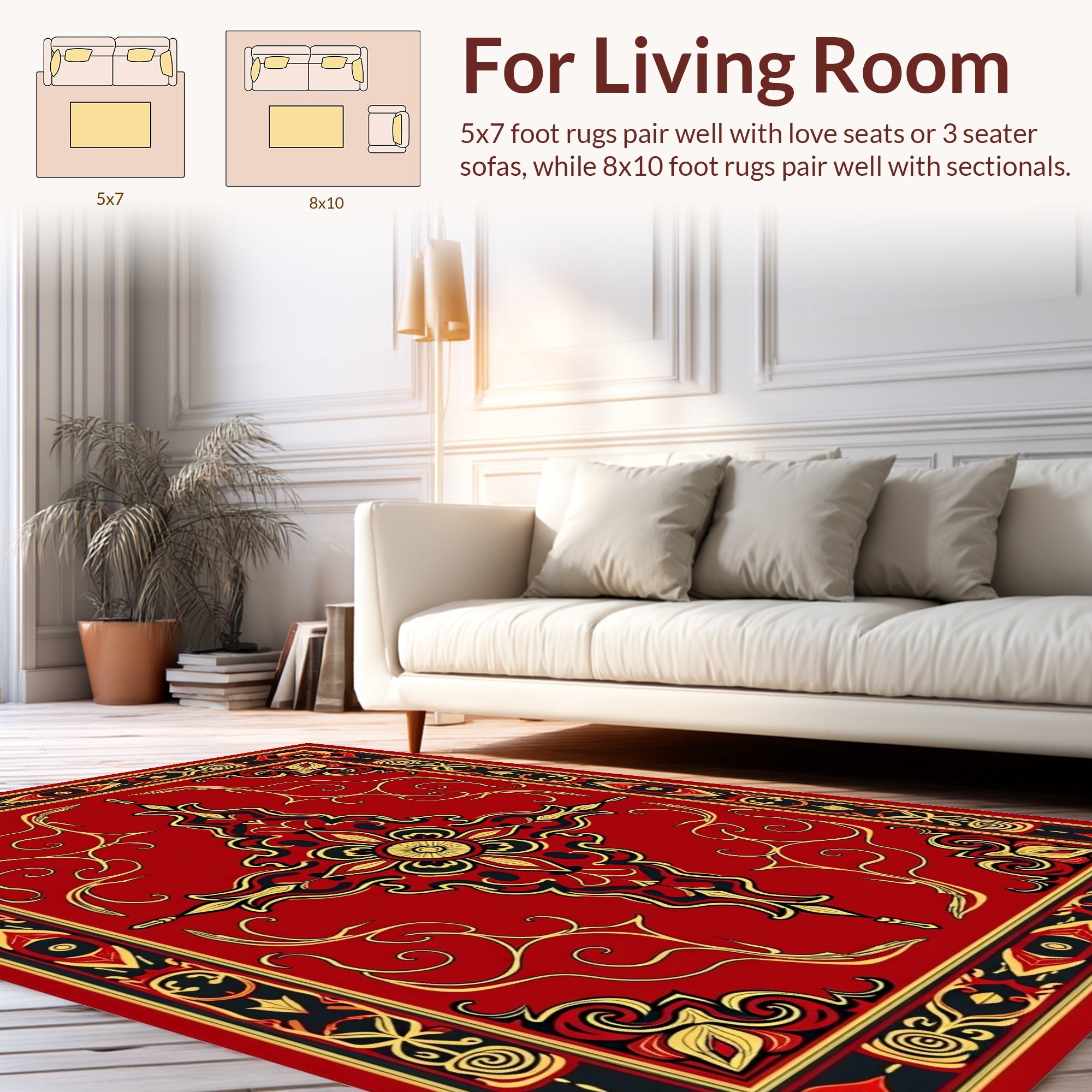 Elaborate Red Floral Tassel Design Rug