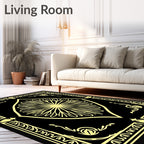 Golden Floral Medallion Frame Design Rug