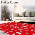 Winter Snowflakes Trees Pattern Design Rug
