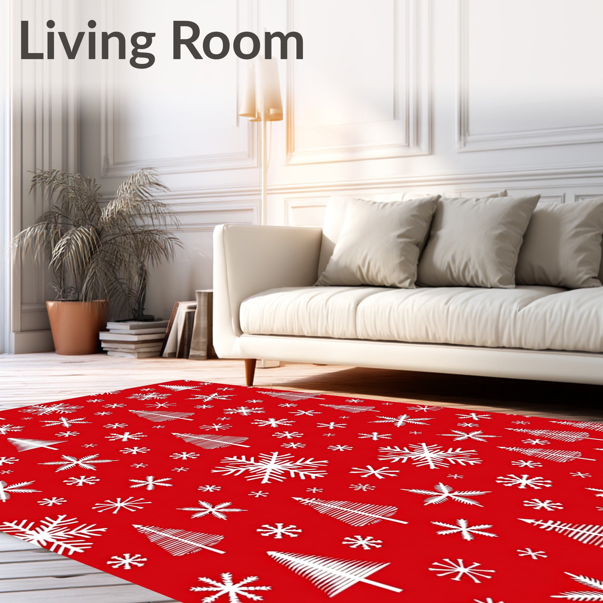 Winter Snowflakes Trees Pattern Design Rug