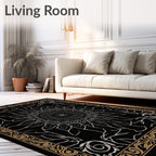 Elegant Floral Mandala Black Rug