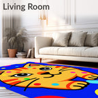 Playful Orange Cat Polka Dot Rug