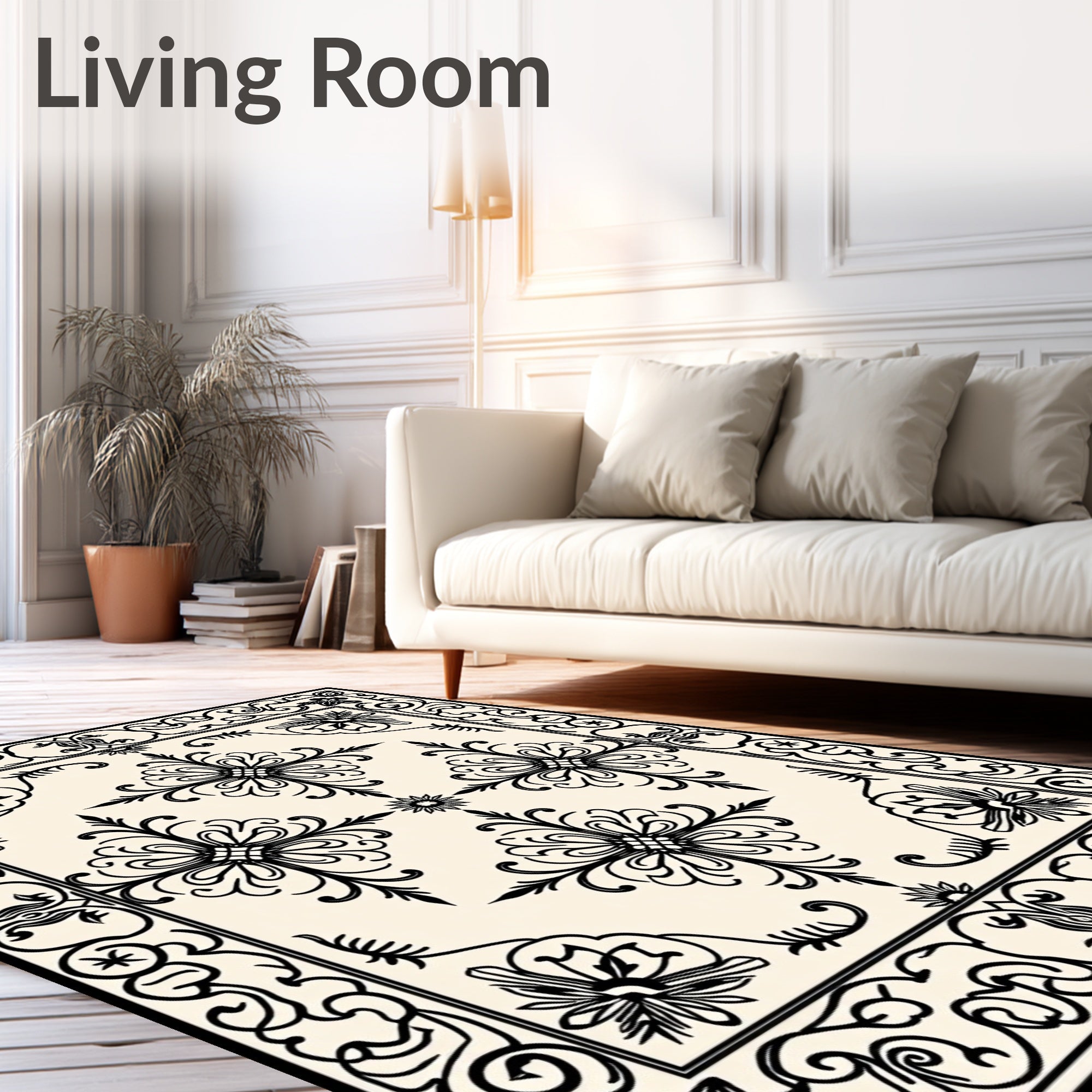 Classic Floral Scrollwork Detailed Pattern Rug