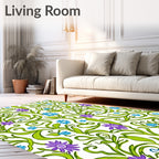 Spring Green Purple Blue Floral Swirls Rug