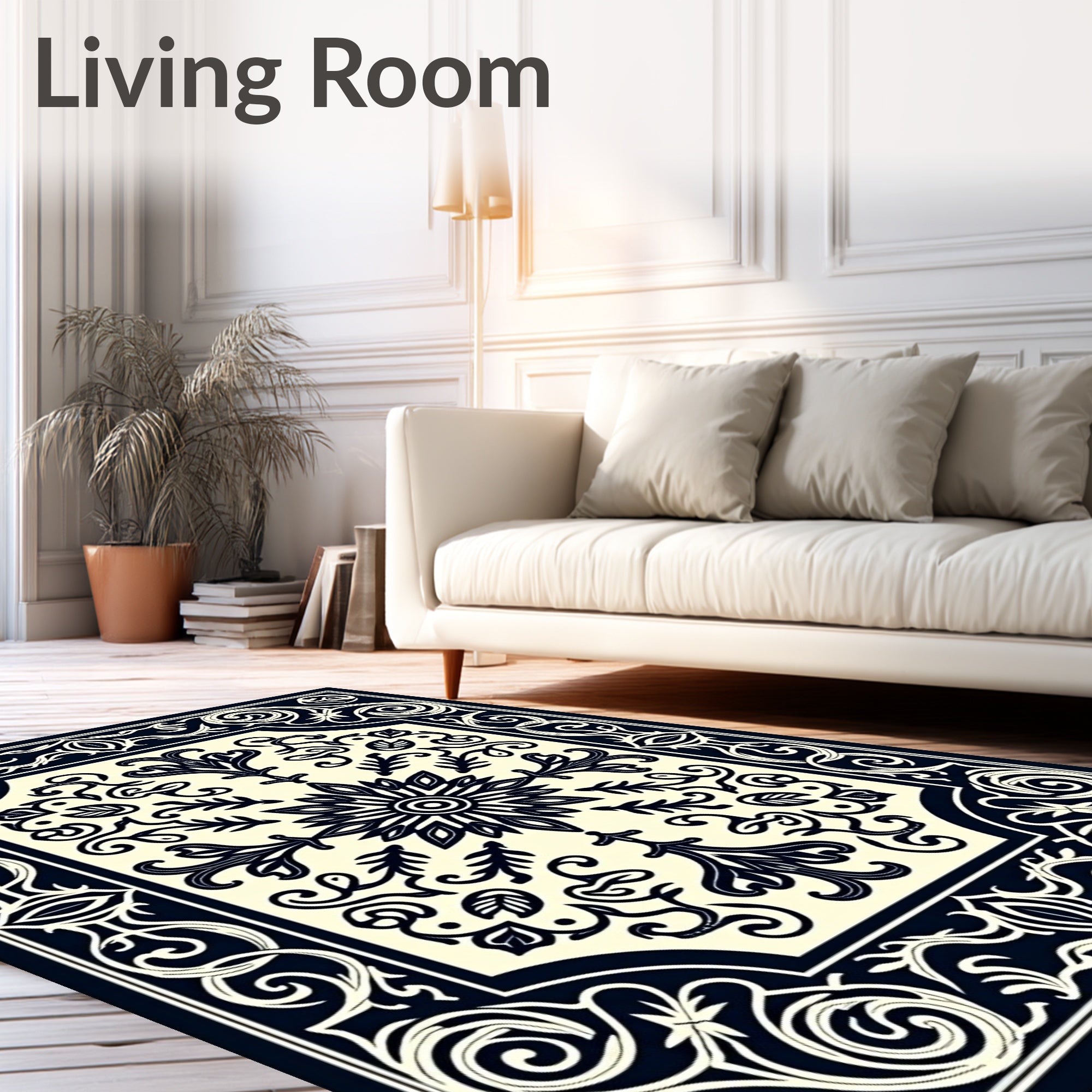 Classic Floral Border Design Rug