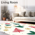 Vintage Christmas Trees Green Red Gold Rug