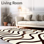 Chocolate Brown Cream Wavy Lines Rug