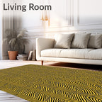 Jagged Yellow Black Wavy Stripes Rug