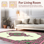 Pink Green Floral Mandala Design Rug