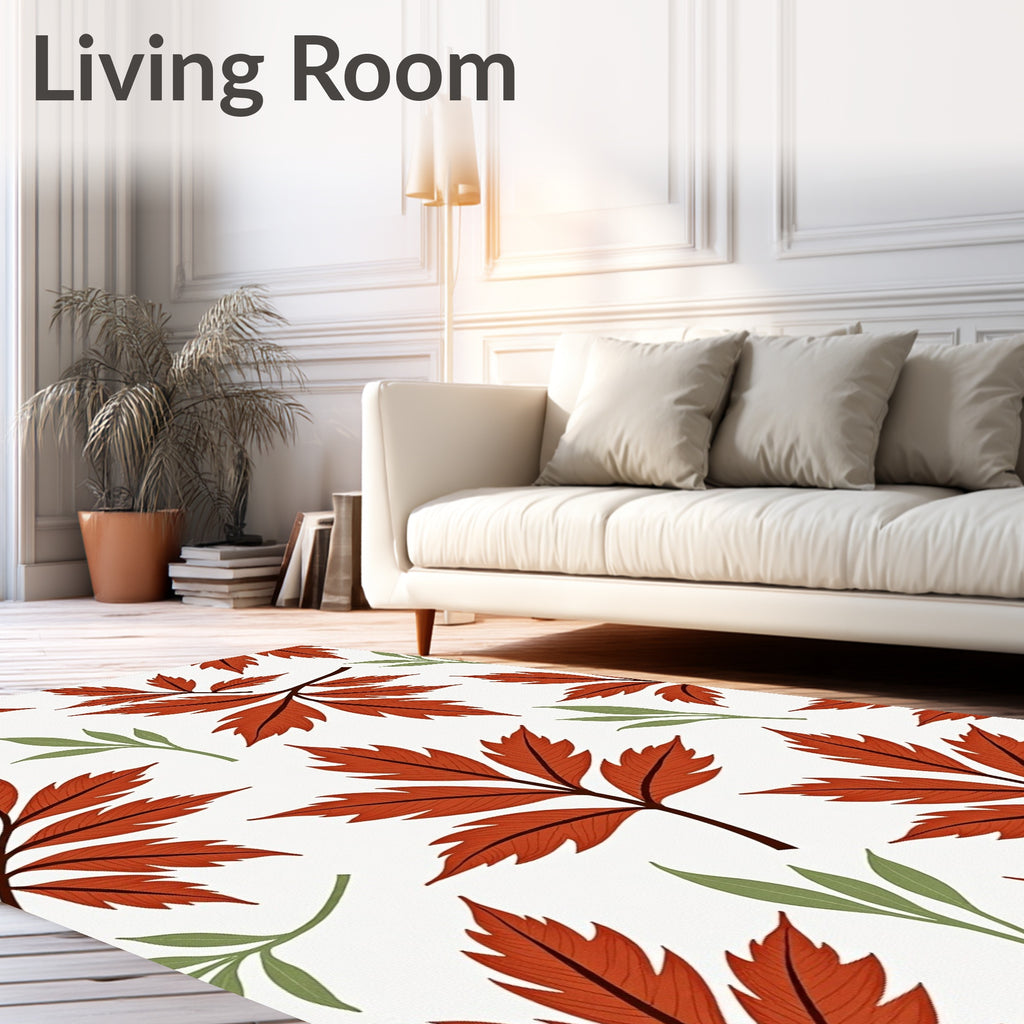 Autumn Leaf Patterned Design Rug
