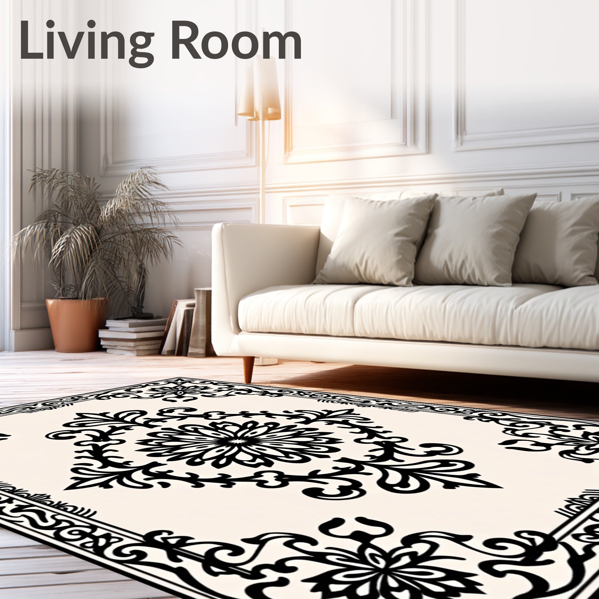 Ornate Scrollwork Floral Medallion Rug