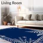 Winter Fern Snowflake Border Decor Rug