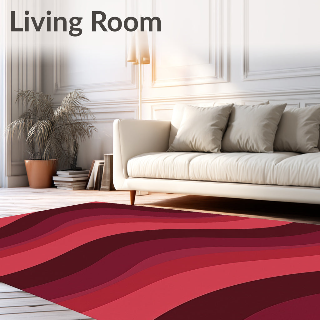 Modern Wavy Red Tones Rug