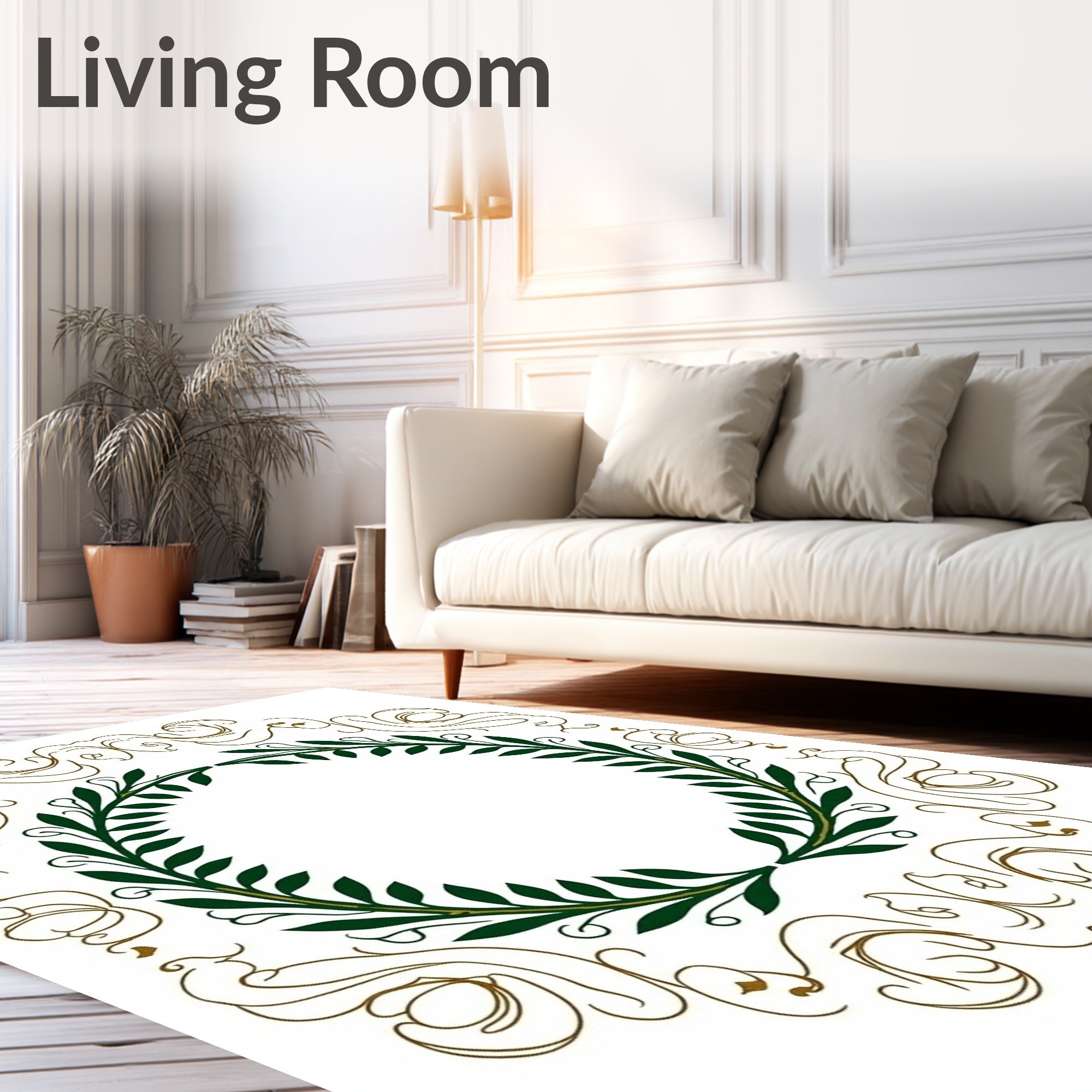 Green Laurel Brown Gold Ornate Rug