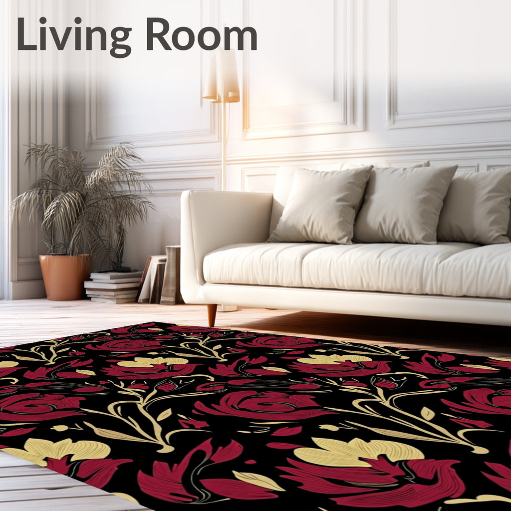 Dark Floral Vine Pattern Rug