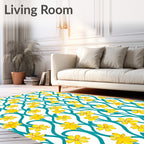 Yellow Floral Vines Pattern Rug