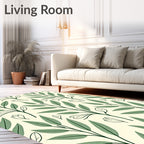 Green Foliage Botanical Pattern Design Rug