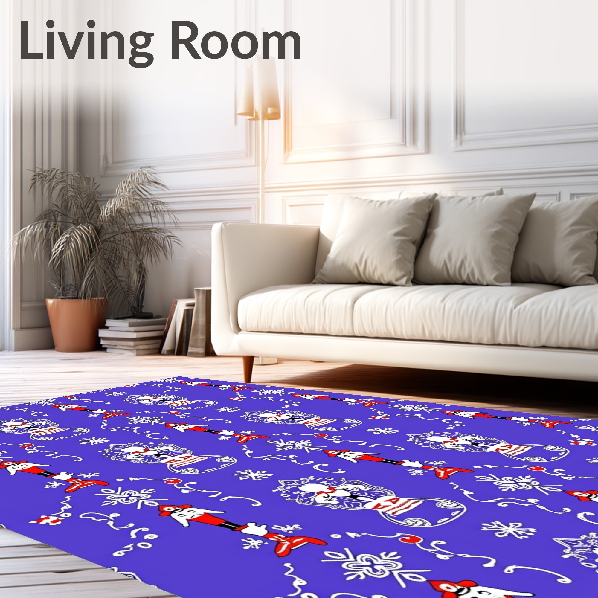 Red White Blue Character Pattern Rug