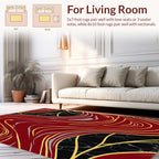 Crimson Gold Swirl Marble Pattern Rug