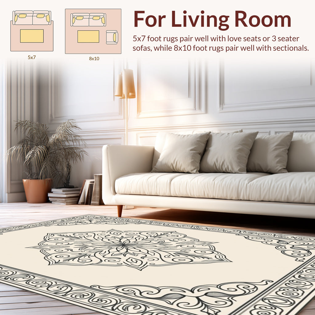 Classic Floral Mandala With Border Design Rug