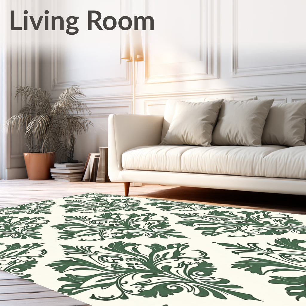 Classic Damask Floral Pattern Rug