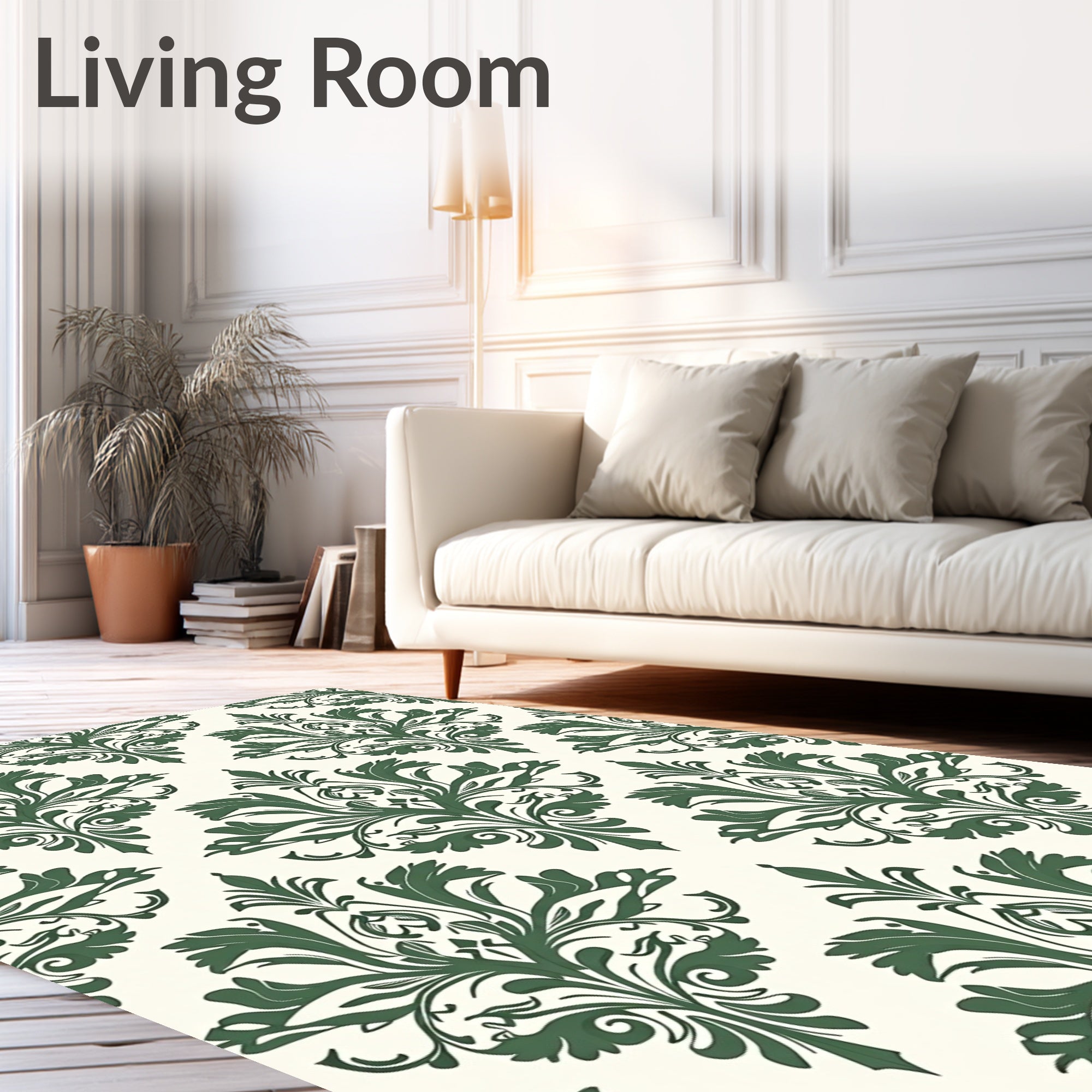 Classic Damask Floral Pattern Rug