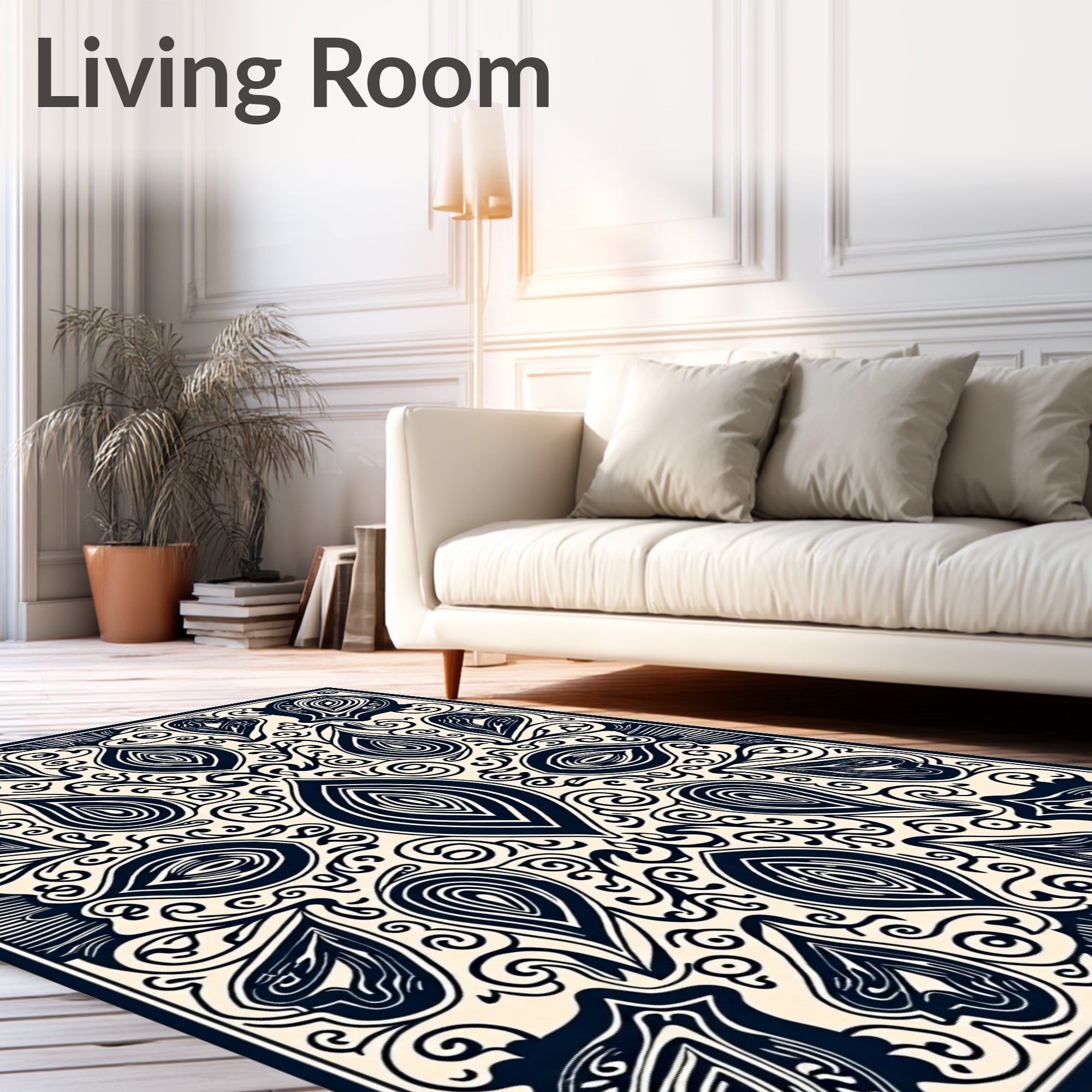 Ornate Paisley Scrollwork Design Rug