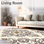Floral And Vine Medallion Pattern Rug