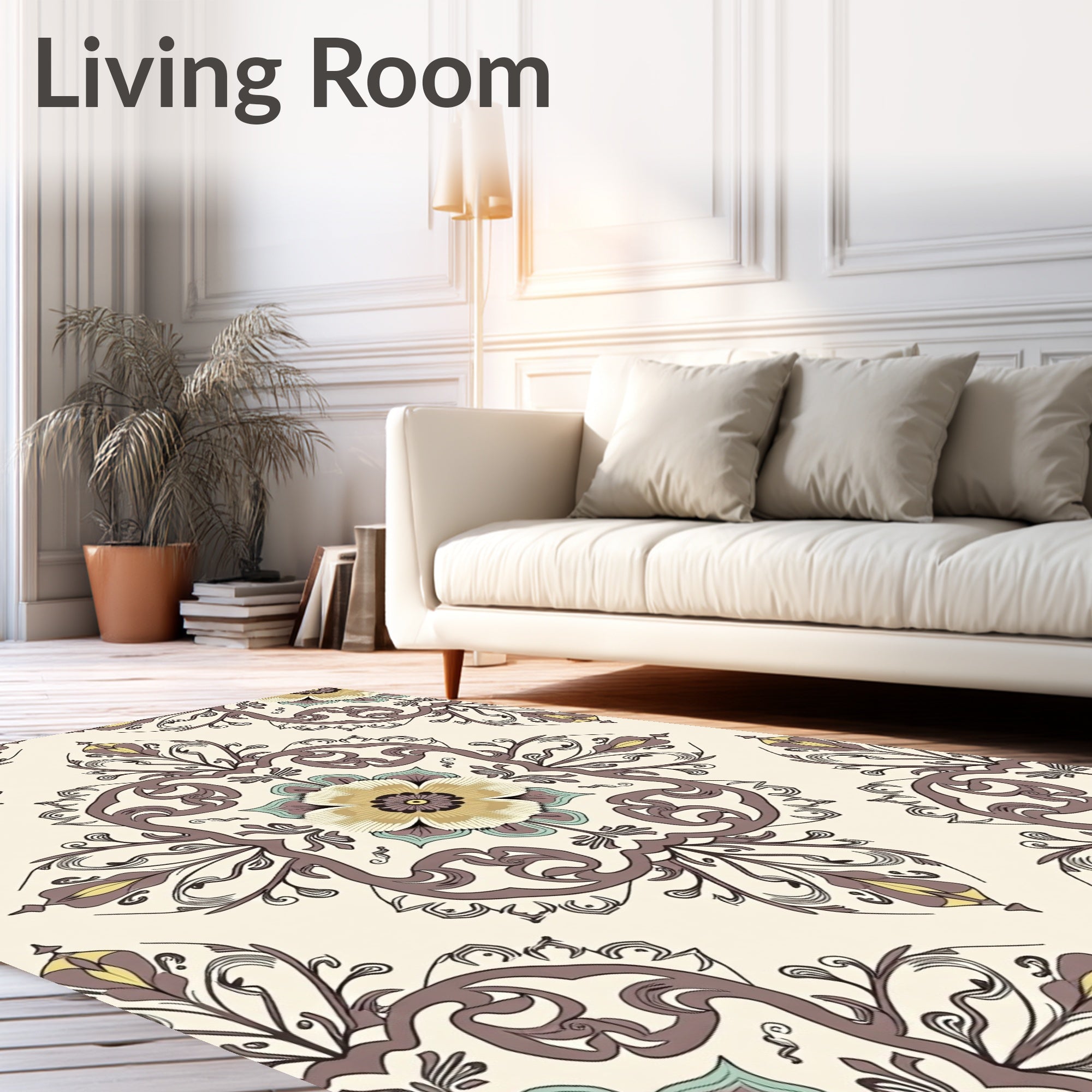 Floral And Vine Medallion Pattern Rug