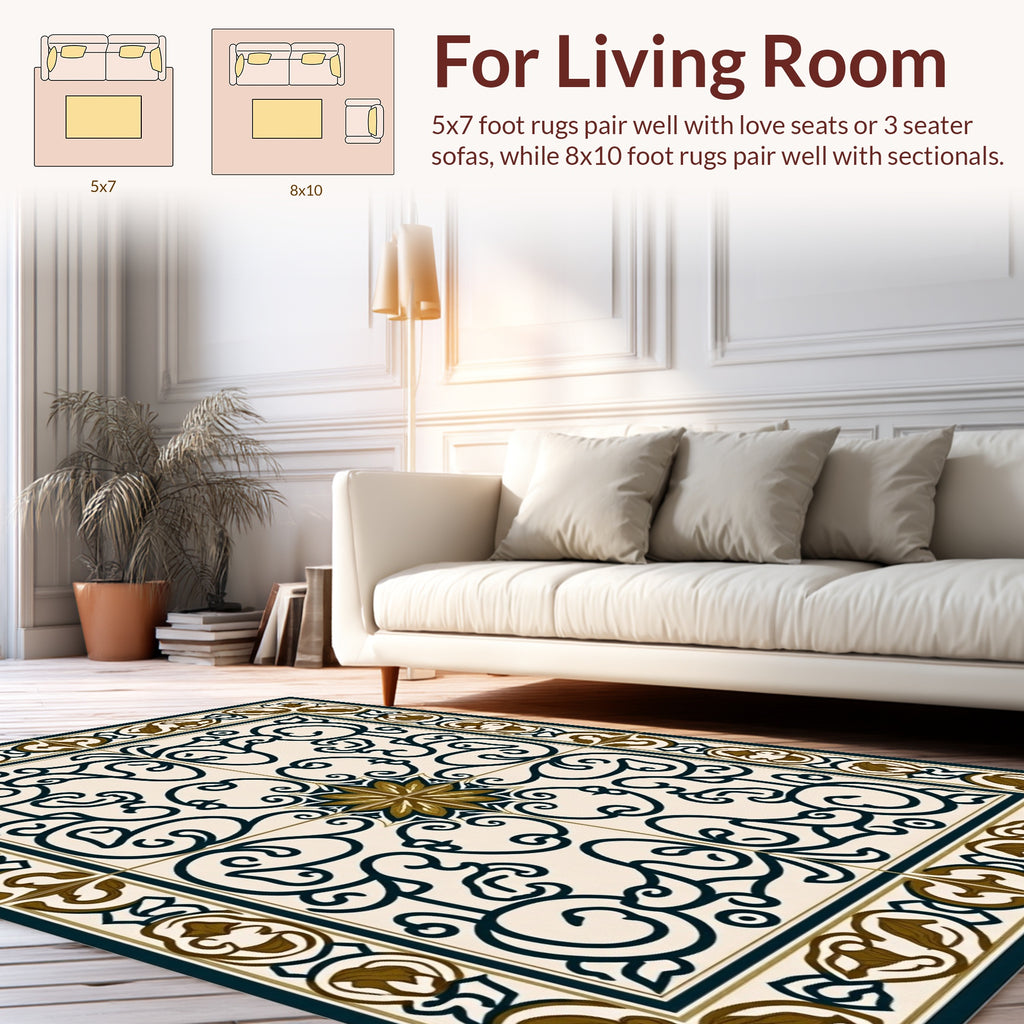 Elegant Floral Scrollwork Pattern Rug