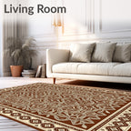 Brown Geometric Floral Intricate Pattern Rug